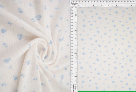1 Yard Small Flower Ditsy Pointelle Knit Fabric, Cotton Style Stretch 61/63 Inches Wide