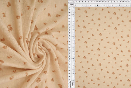 1 Yard Small Flower Ditsy Pointelle Knit Fabric, Cotton Style Stretch 61/63 Inches Wide
