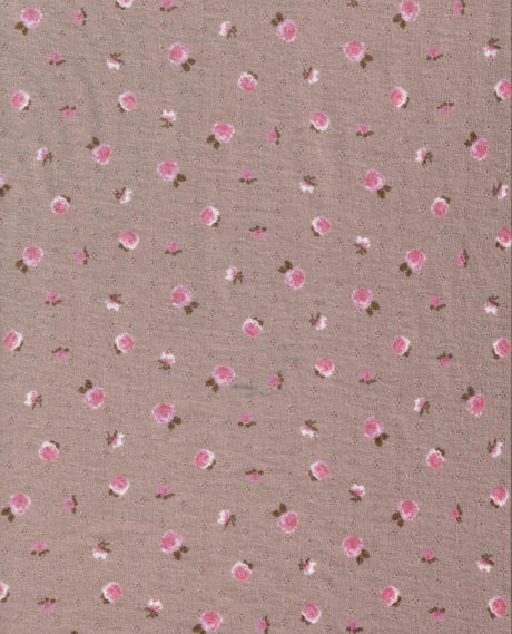 1 Yard Cotton-Style Ditsy Pointelle Print Knit Fabric, 61/63'' Wide Polyester Spandex Blend