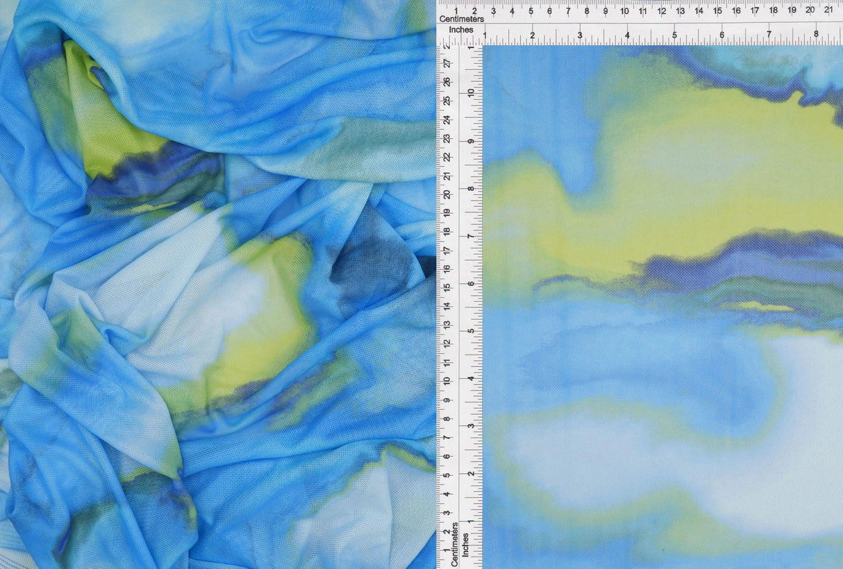 1 Yard Digital Abstract Mesh Fabric, 54'' Wide Polyester Spandex Blend