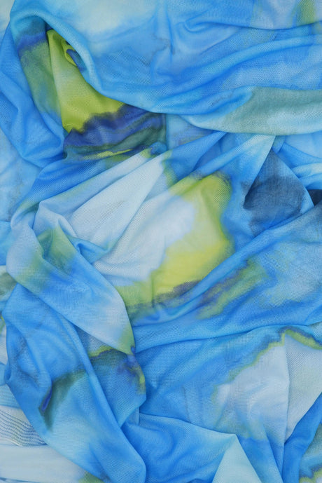 1 Yard Digital Abstract Mesh Fabric, 54'' Wide Polyester Spandex Blend