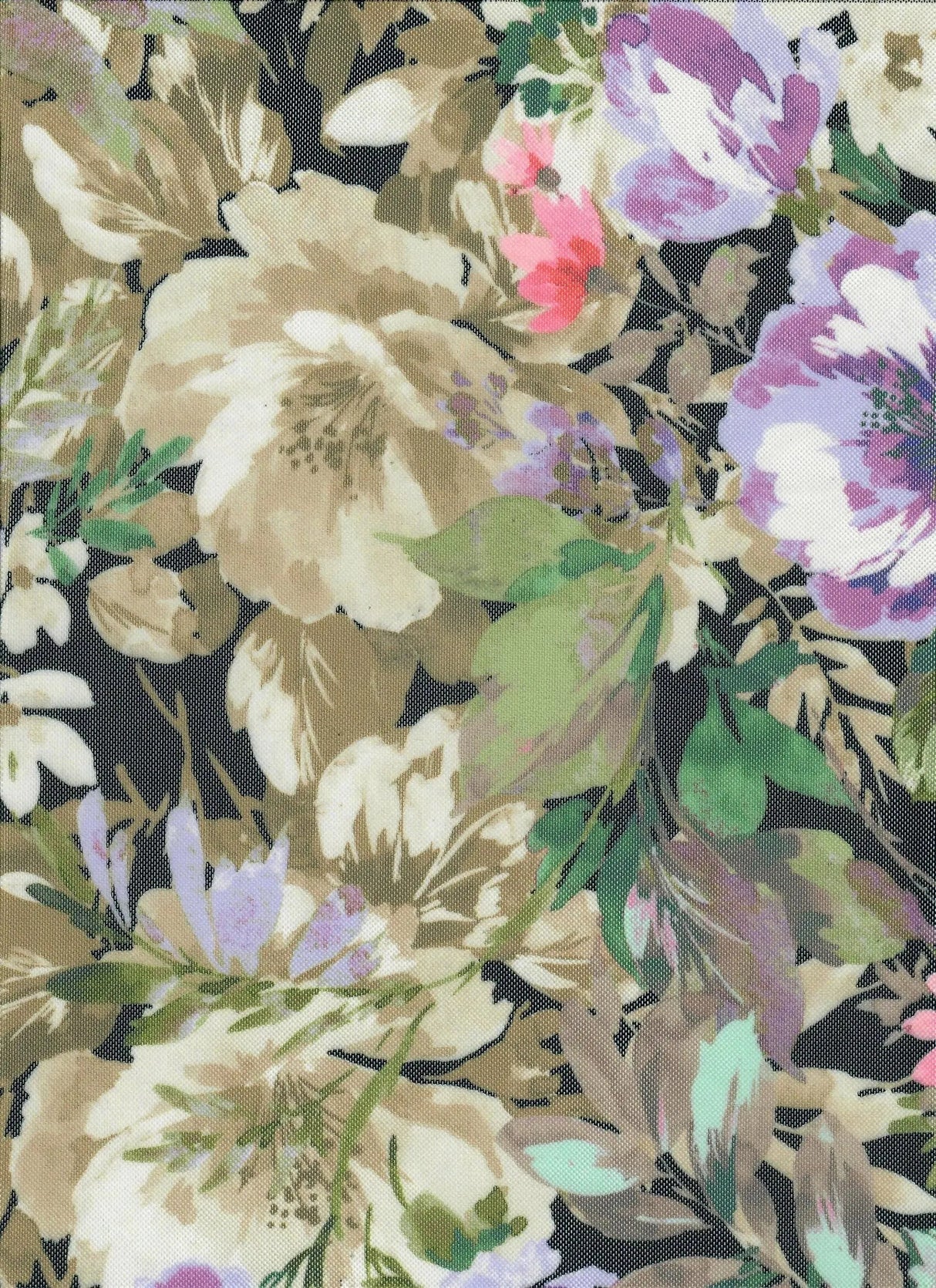 1 Yard Digital Floral Mesh Knit Fabric, 54? Wide Polyester Spandex Blend