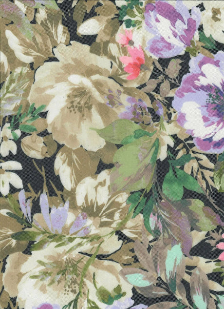 Floral Digital Mesh Fabric Lightweight Stretch Sheer, 54” Wide Polyester Spandex