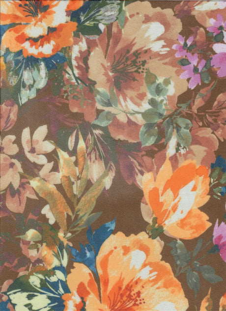 1 Yard Digital Floral Mesh Knit Fabric, 54'' Wide Polyester Spandex Blend