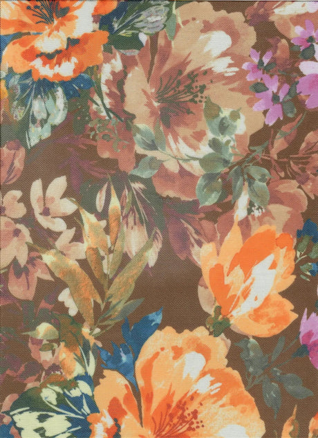1 Yard Digital Floral Mesh Knit Fabric, 54? Wide Polyester Spandex Blend