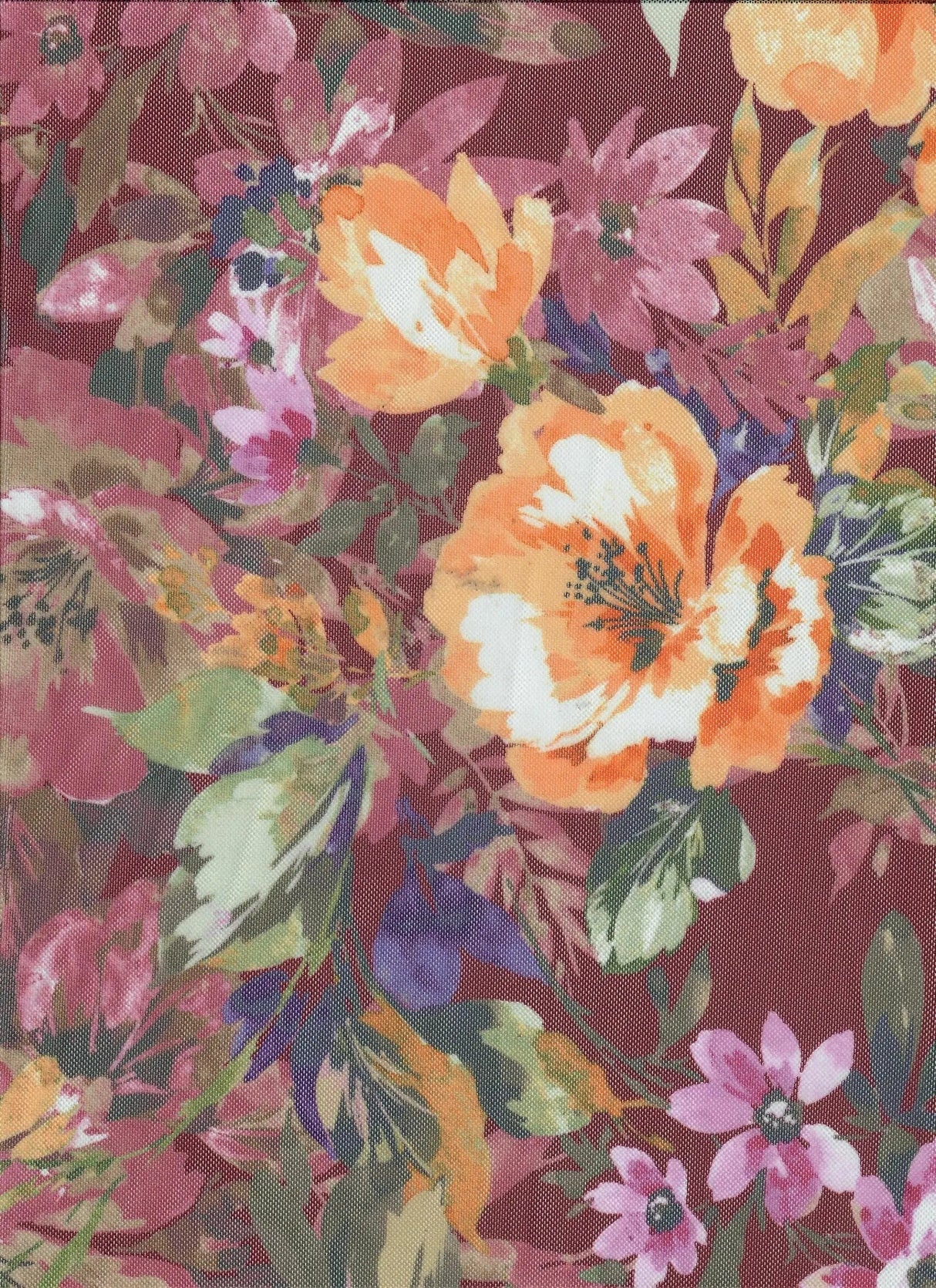 1 Yard Digital Floral Mesh Knit Fabric, 54? Wide Polyester Spandex Blend
