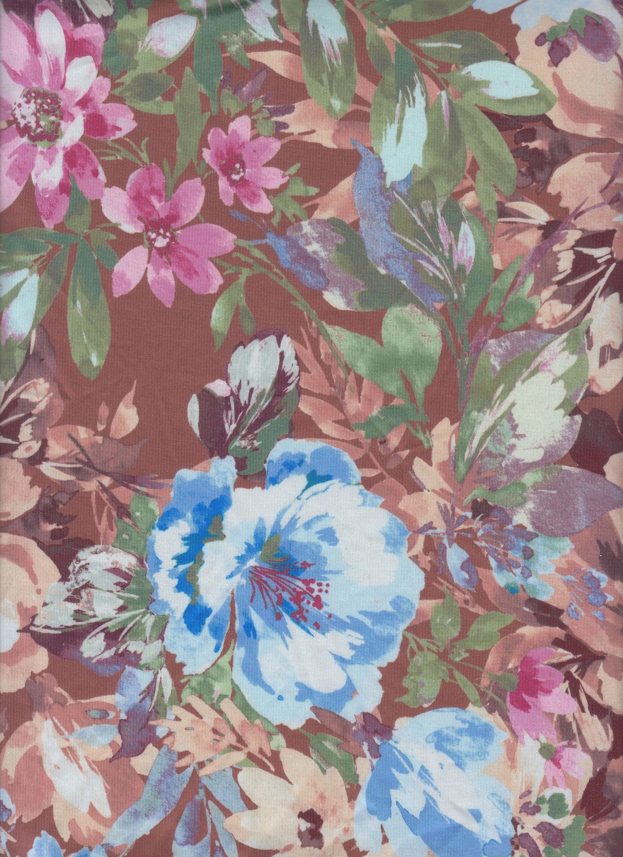 1 Yard, Floral Print, DTY Knit, Digital Design, Brick Color, Stretch Fabric, Soft Texture, Lightweight Knit, Apparel Fabric, 59 Inches, Fabric & Sewing Shop, Fabrics, Apparel Fabric, Fashion, Knits, Kint.Fabricselection