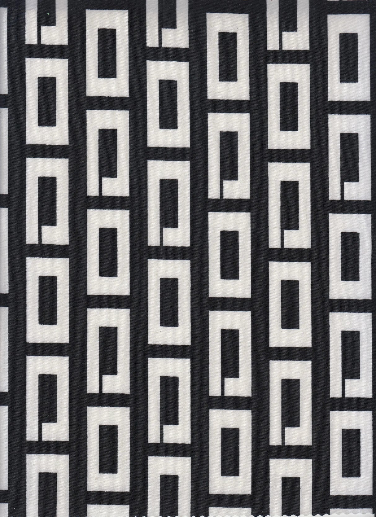 1 Yard Black Ivory DTY Knit Fabric 58/60 Inches Wide Soft Stretch Geo Retro Greek Print