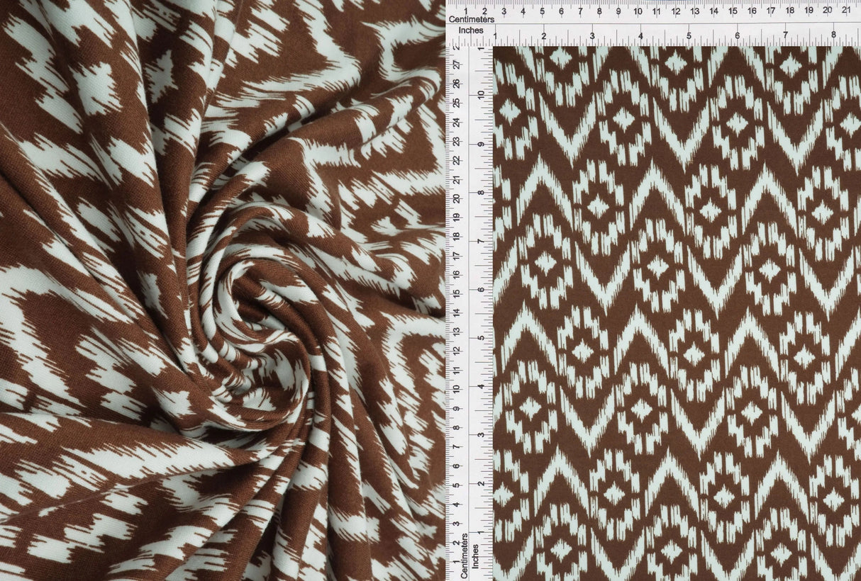 Tribal Boho Print Fabric DTY Brushed Knit 58/60" Wide Soft Stretch Material