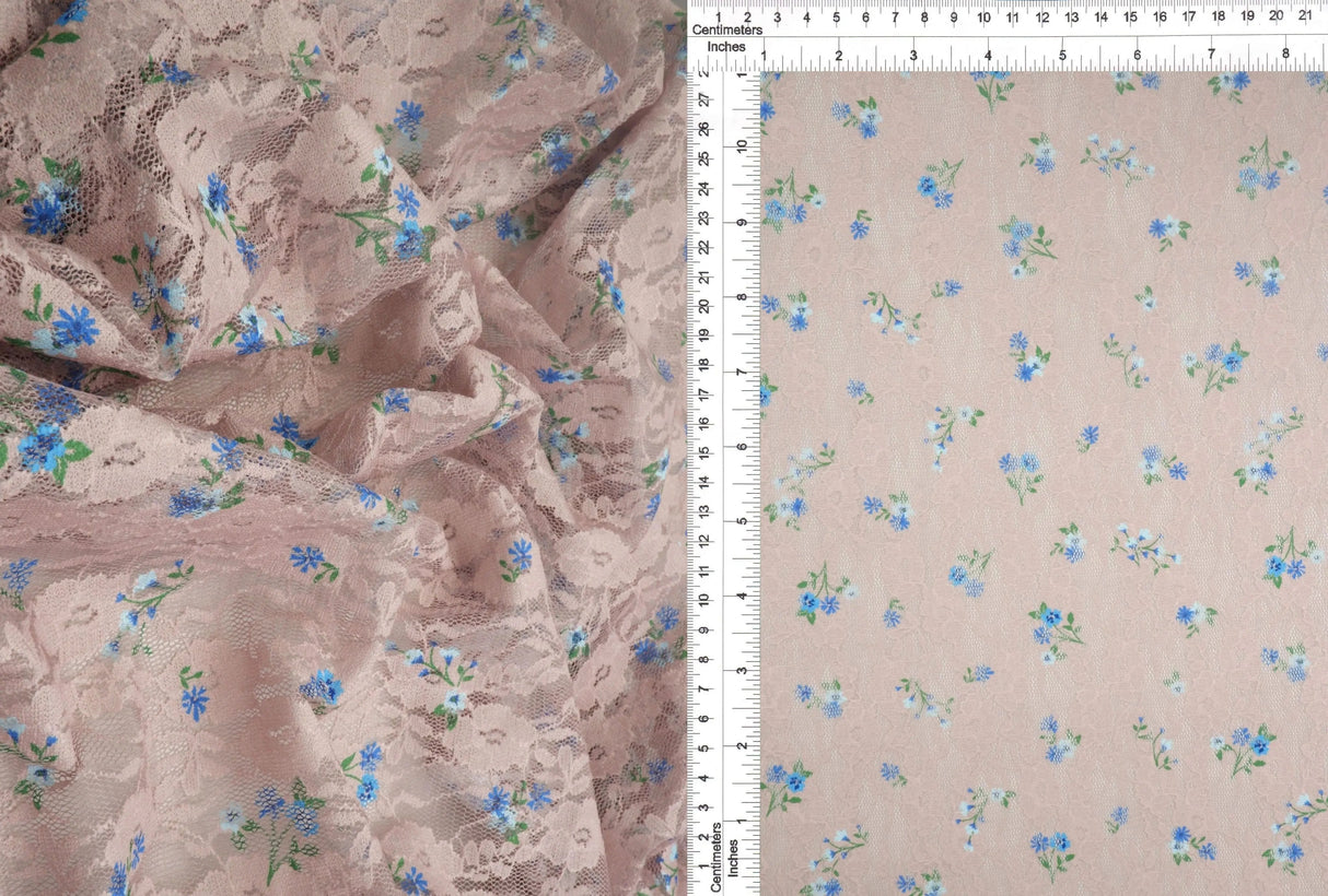 Ditsy Lace Digital Print Fabric 92% Polyester 8% Spandex Stretch 56/58 Inches Wide