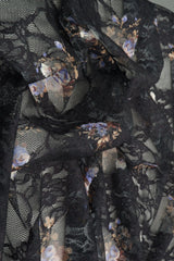 1 Yard Digital Floral Lace Fabric, 56/58'' Wide Polyester Spandex Blend