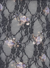 1 Yard Digital Floral Lace Fabric, 56/58'' Wide Polyester Spandex Blend