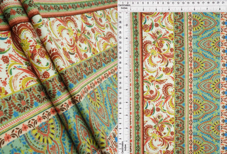 1 Yard Soft Stretch DTY Brushed Boho Stripe Print Knit Fabric 58/60 Inches Wide