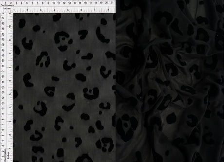 1 Yard Leopard Flocking Mesh Fabric, 56/57'' Wide Polyester Spandex Blend