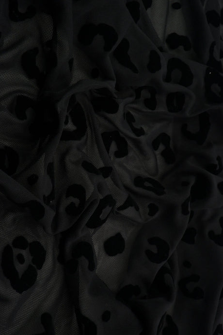 1 Yard Polyester Spandex 100 GSM Mesh Fabric Leopard Flocking Soft Stretch Sheer 56/57" Width