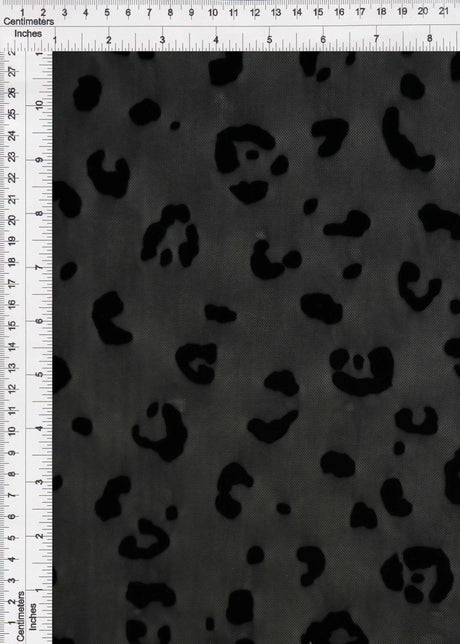1 Yard Polyester Spandex 100 GSM Mesh Fabric Leopard Flocking Soft Stretch Sheer 56/57" Width