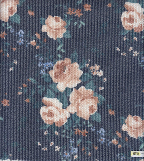 1 Yard Double Knit Cozy Flower Print Fabric Soft Polyester Rayon Spandex Blend 56/57 Inch Width