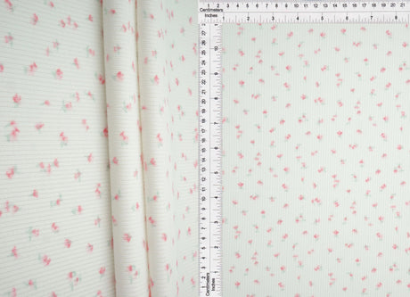 1 Yard Cotton Feel Ditsy Print Rib Knit Fabric 2x2 Rib Soft Stretch Polyester Spandex 58/59 Inch Wide