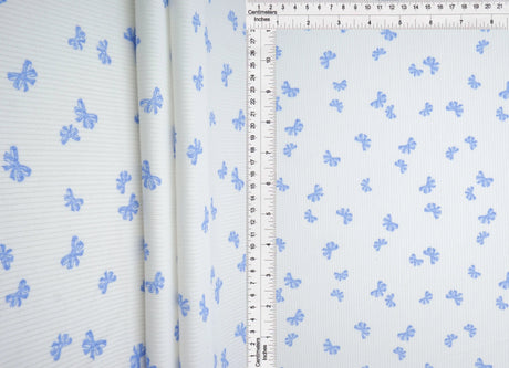 1 Yard Bow Print 2x2 Rib Knit Fabric Cotton Feel Stretch Polyester Spandex 58/60 Inch Wide for Apparel