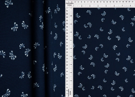 1 Yard Bow Print 2x2 Rib Knit Fabric Cotton Feel Stretch Polyester Spandex 58/60 Inch Wide for Apparel
