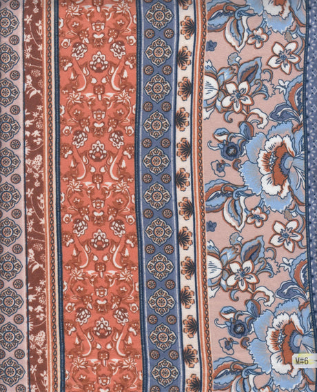 1 Yard Lightweight Boho Stripe Brushed DTY Knit Fabric Polyester Spandex 58/60 Inch Wide for Sewing