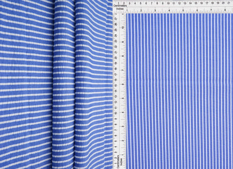 1 Yard Seersucker Stripe Fabric, 58/59'' Wide Polyester Rayon Blend