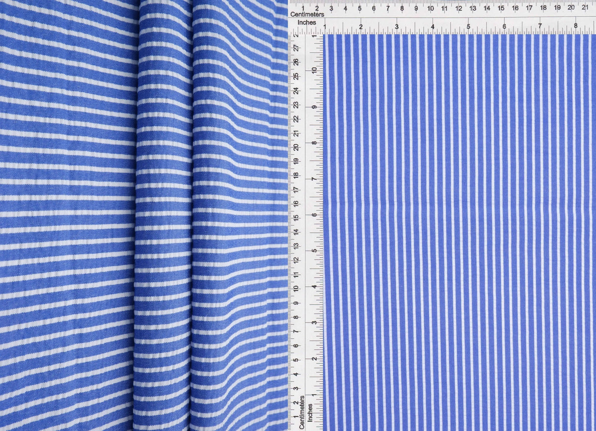 1 Yard Seersucker Stripe Fabric, 58/59? Wide Polyester Rayon Blend