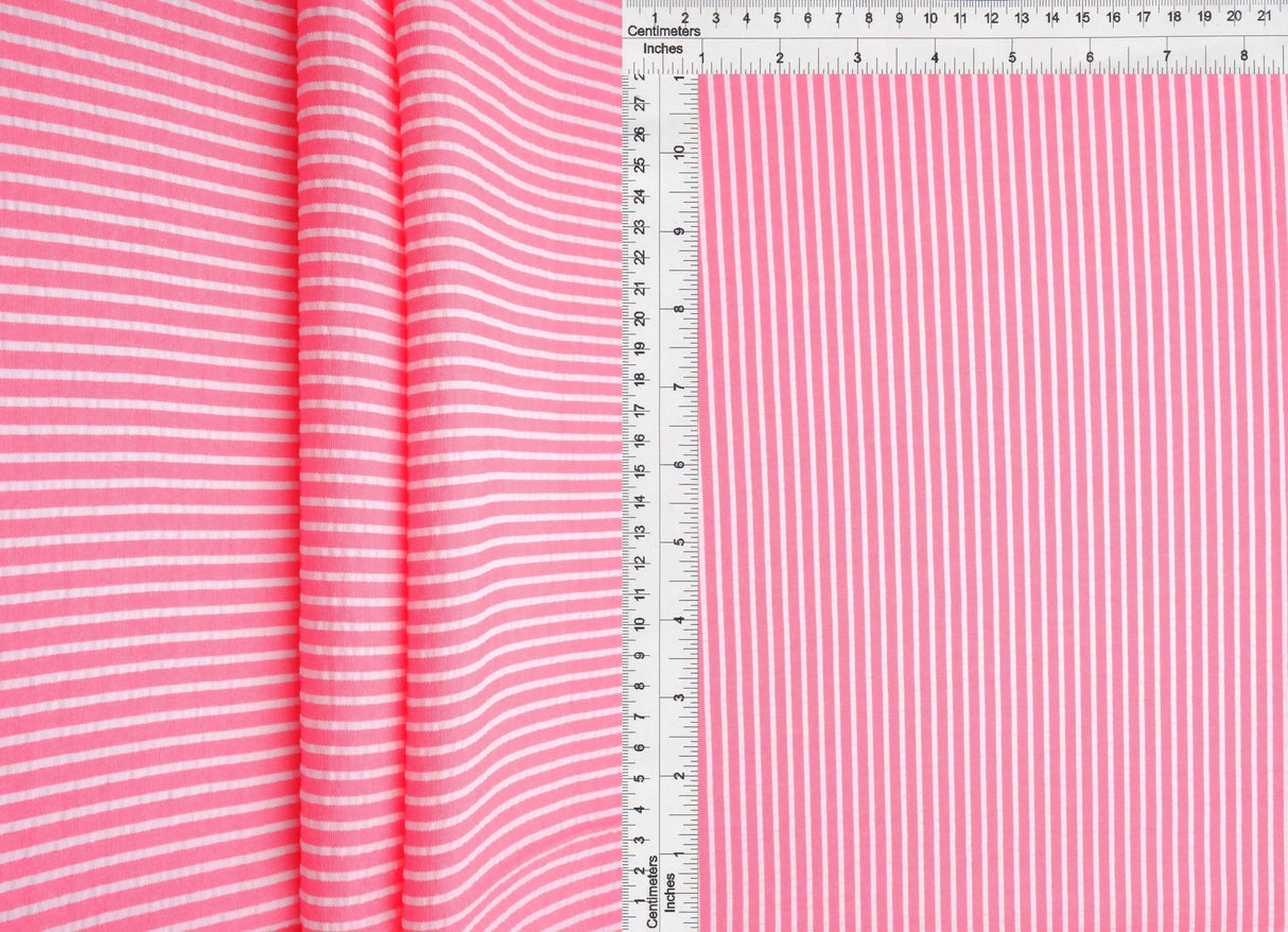 1 Yard Seersucker Stripe Fabric, 58/59? Wide Polyester Rayon Blend