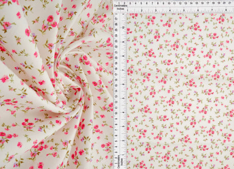 1 Yard Stretch Poplin Ditsy Print Fabric, 57/58? Wide Cotton Spandex Blend