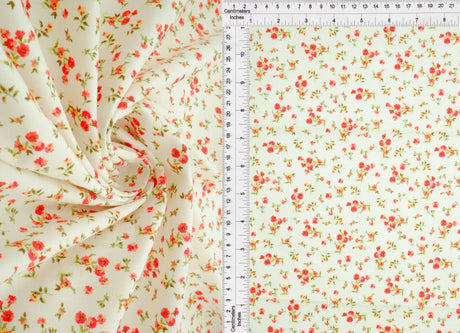 1 Yard Stretch Poplin Ditsy Print Fabric, 57/58? Wide Cotton Spandex Blend