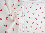 Stretch Poplin Cherry Print Fabric, Cotton Spandex Woven 57/58" Wide