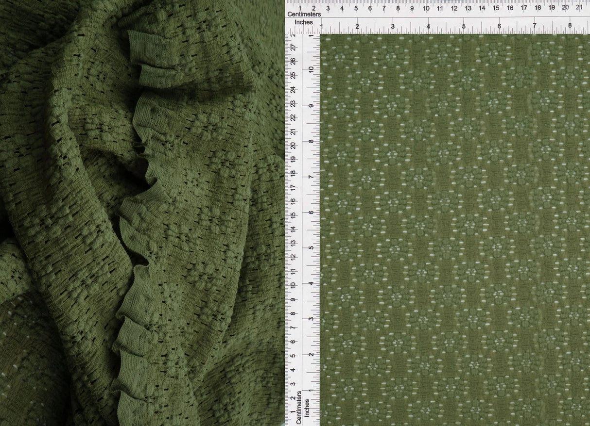 1 Yard Ditsy Floral Lace Fabric, 52/53'' Wide Nylon Cotton Spandex Blend