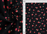 1 Yard Stretch Poplin Strawberry Print Fabric, 57/58? Wide Cotton Spandex Blend
