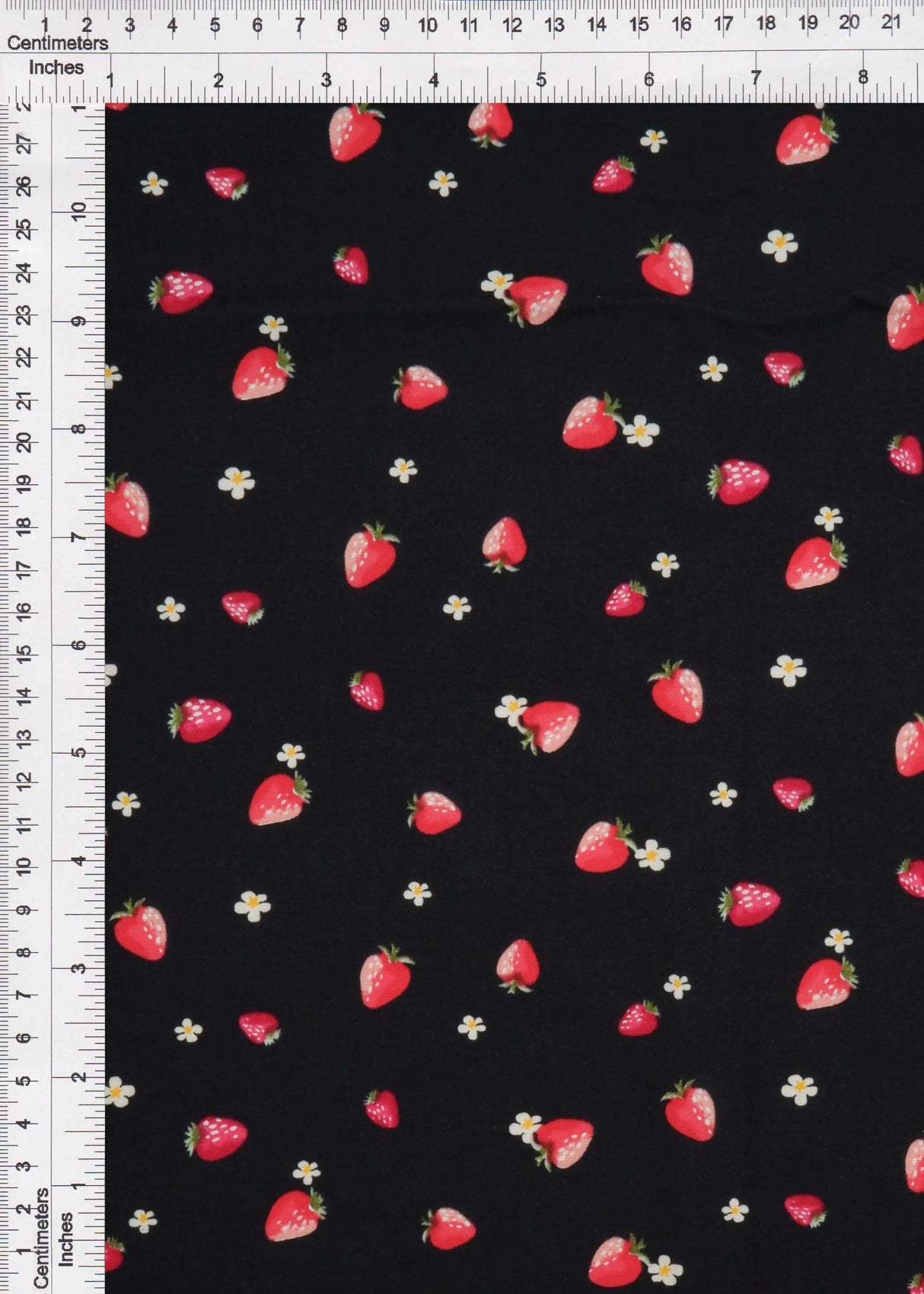 1 Yard Stretch Poplin Strawberry Print Fabric, 57/58? Wide Cotton Spandex Blend