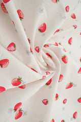 1 Yard Stretch Poplin Strawberry Print Fabric, 57/58? Wide Cotton Spandex Blend