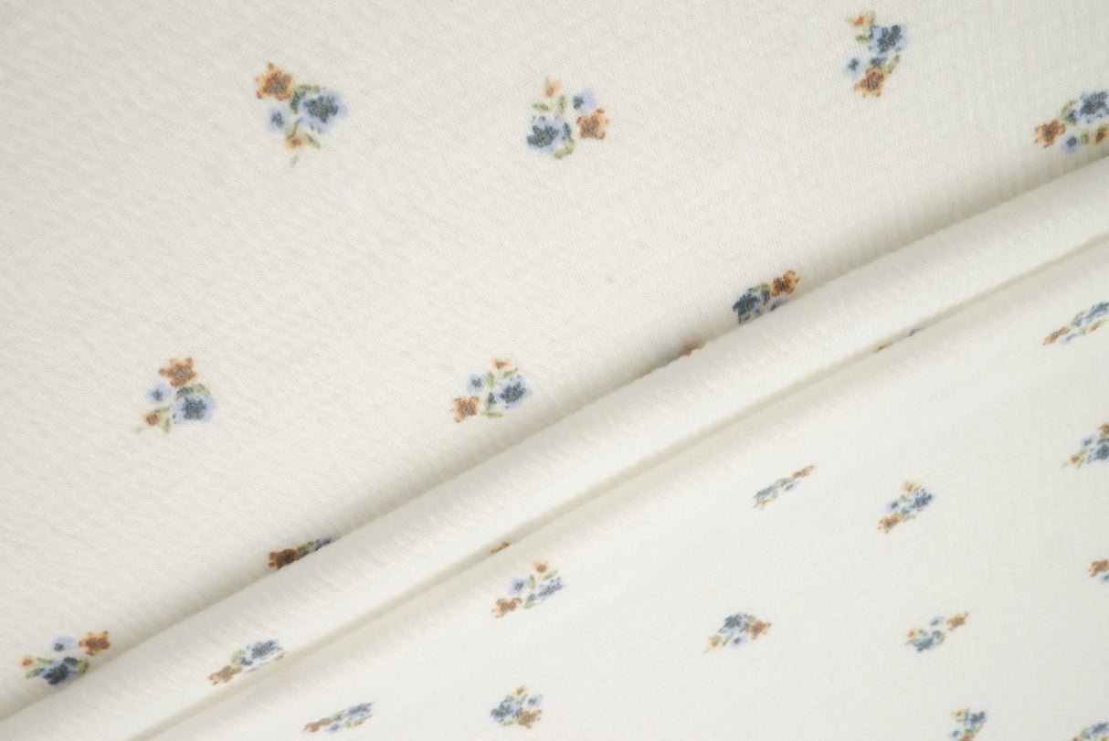 1 Yard Knit Gauze Ditsy Print Fabric 130 GSM, 52'' Wide Polyester Cotton Spandex Blend