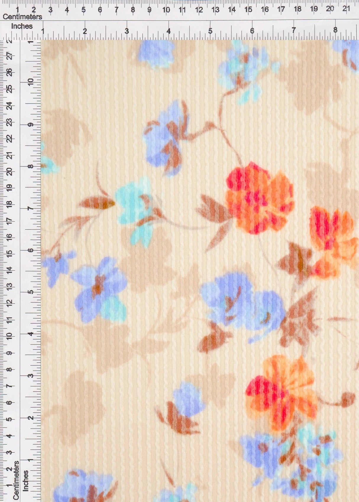 1 Yard Oatmeal LDP Cozy Floral Double Knit Fabric Stretch Poly Rayon Spandex 56/57 Inches Wide