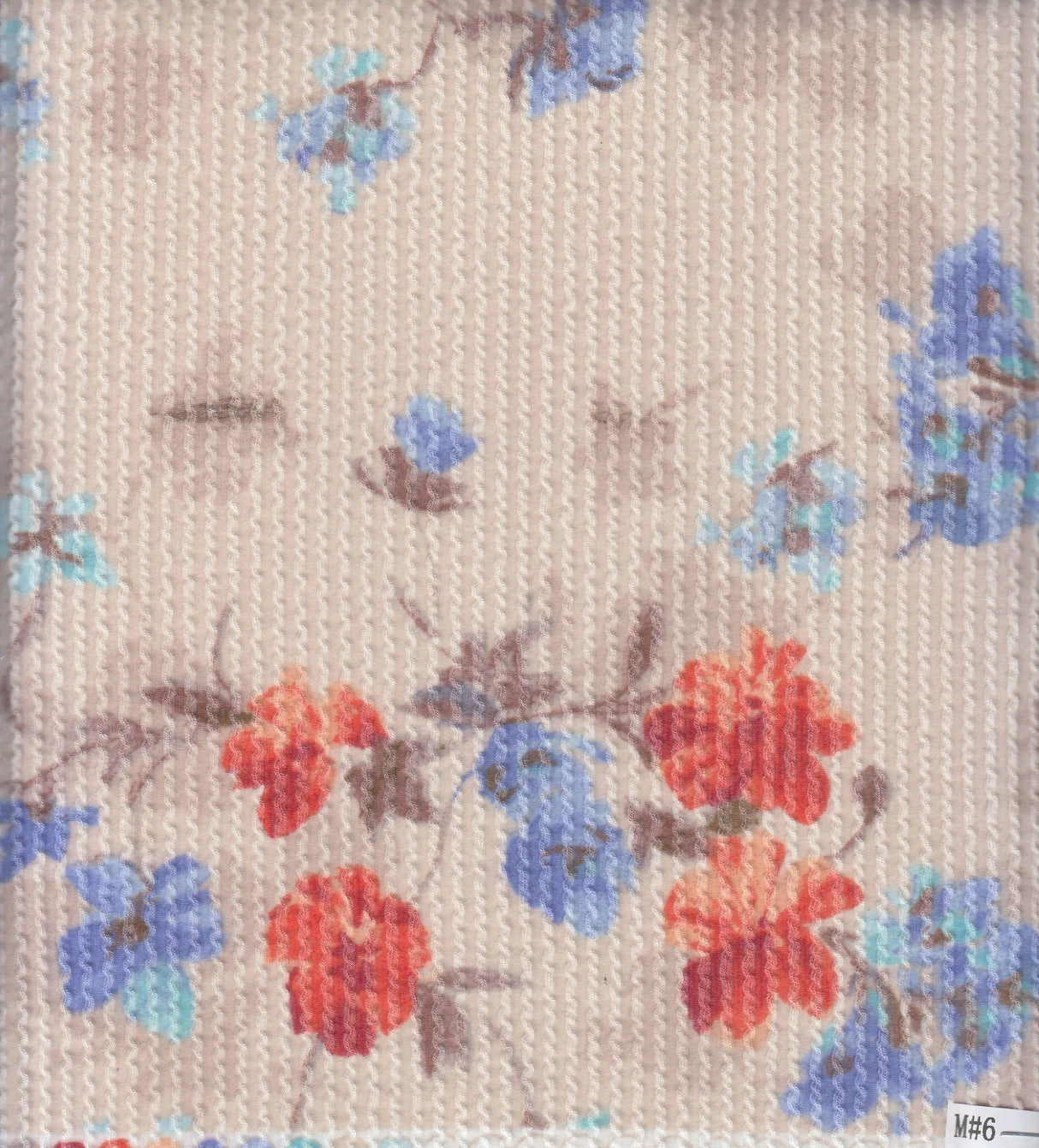 1 Yard Oatmeal LDP Cozy Floral Double Knit Fabric Stretch Poly Rayon Spandex 56/57 Inches Wide