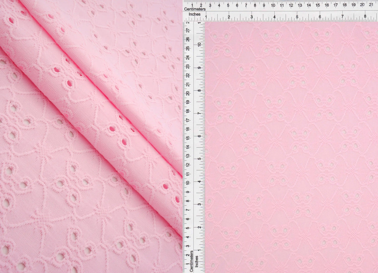 1 Yard DTY Knit Jacquard Eyelet Fabric 190 GSM, 58/60'' Wide Polyester Spandex Blend