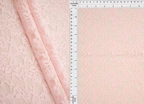 1 Yard Floral Double Border Lace Fabric, 57/58'' Wide Nylon Spandex Blend