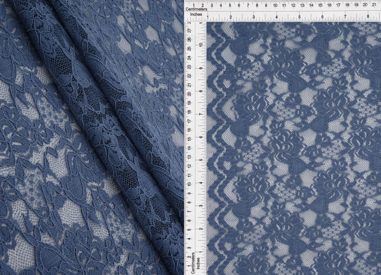 1 Yard Floral Double Border Lace Fabric, 57/58'' Wide Nylon Spandex Blend