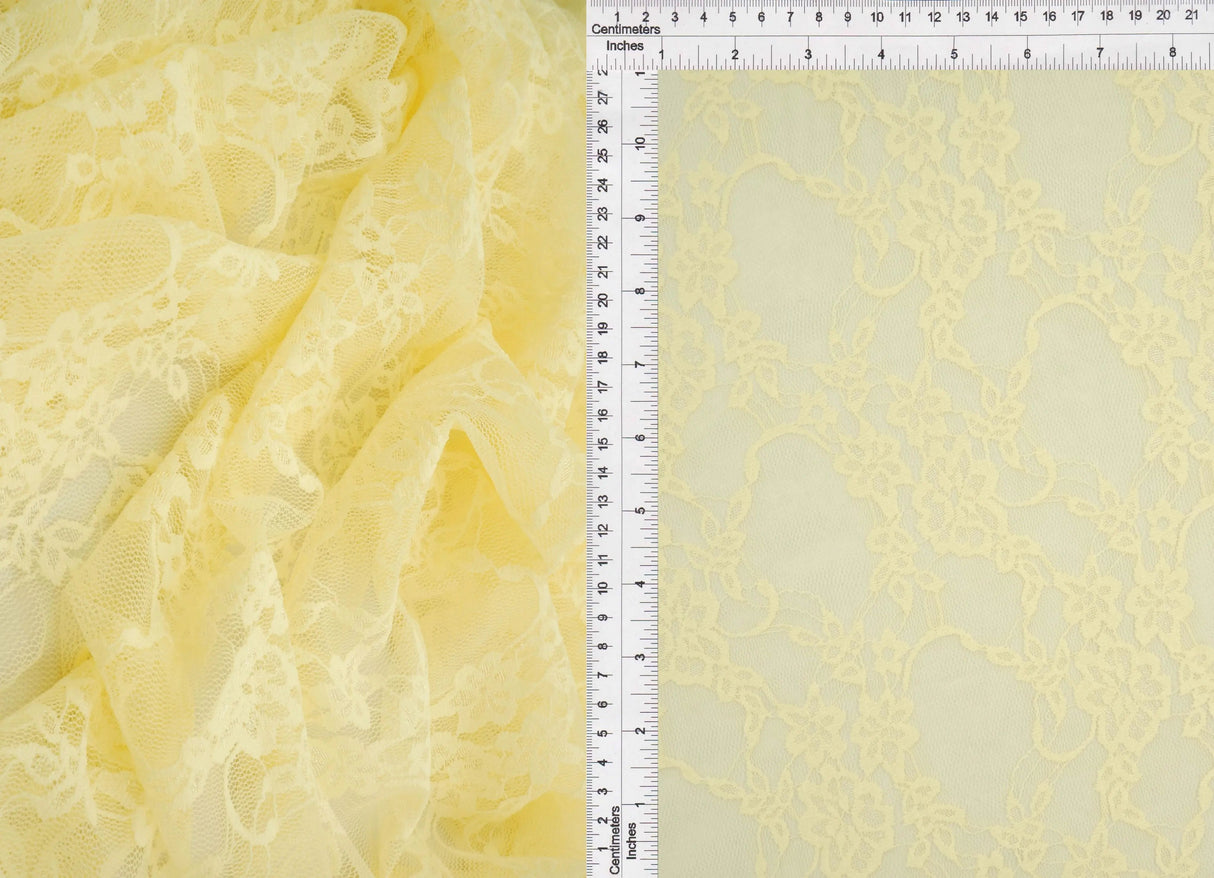 Floral Lace Fabric 92% Nylon 8% Spandex Soft Stretch Lightweight 58/60 Inches Wide