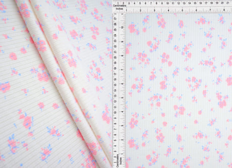 4×2 Yummy Rib Ditsy Print Knit 87% Polyester, 13% Spandex, 58/59'' Width Soft Stretch Fabric