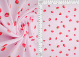 1 Yard 93% Polyester 7% Spandex Cotton-Style Pointelle Strawberry Print Fabric 58/60" Width
