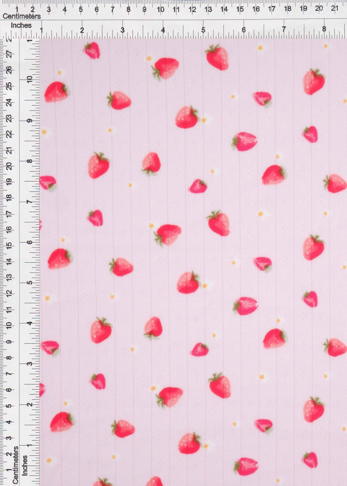 1 Yard 93% Polyester 7% Spandex Cotton-Style Pointelle Strawberry Print Fabric 58/60" Width