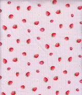 1 Yard 93% Polyester 7% Spandex Cotton-Style Pointelle Strawberry Print Fabric 58/60" Width