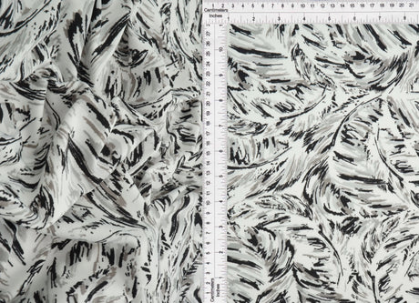 1 Yard DTY Feather Print Knit Fabric, 58/60? Wide Polyester Spandex Blend