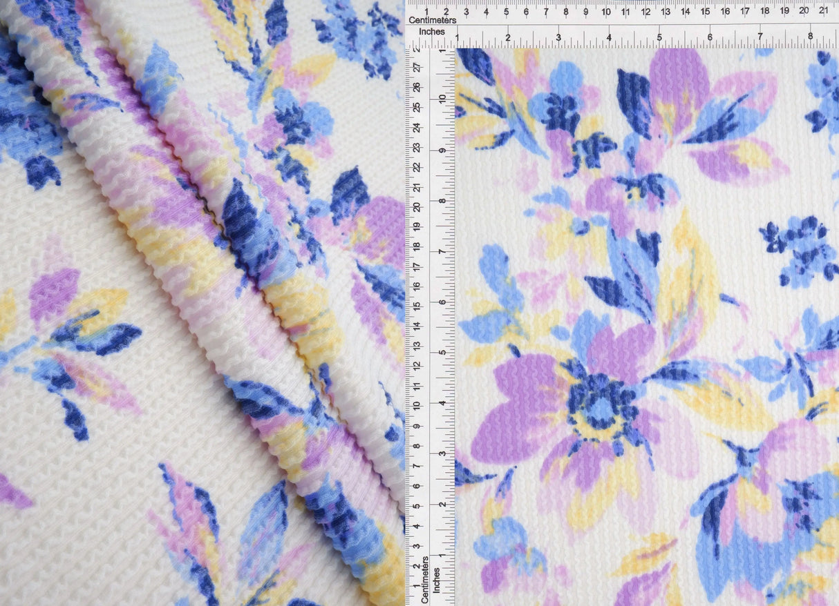 56/57" Double Knit Cozy Floral Print Fabric Poly Rayon Spandex Blend 230 GSM by Yard