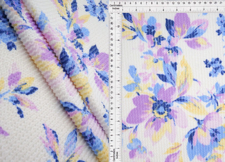 56/57" Double Knit Cozy Floral Print Fabric Poly Rayon Spandex Blend 230 GSM by Yard