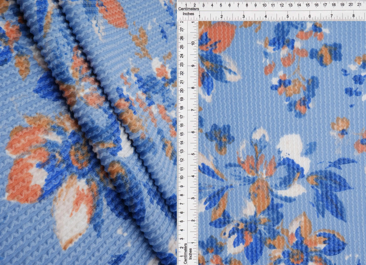 56/57" Double Knit Cozy Floral Print Fabric Poly Rayon Spandex Blend 230 GSM by Yard